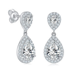 Boucles d'oreilles en argent pour femmes avec moissanite taille poire 1 carat et pierre en silicium - Product Image 1