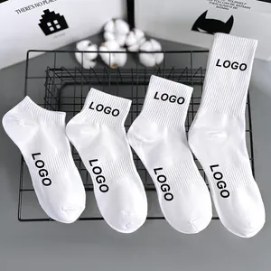 Wholesale OEM Men Print Knit Brand Nylon Cotton Crew Ankle Sports Logo Socks Custom