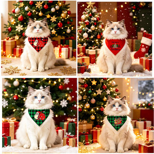 Pañuelo Triangular Navideño para Mascotas con Bolsillo Decorativo para Gatos y Perros, Accesorio Festivo Novedoso, Origen Yiwu - Product Image 1