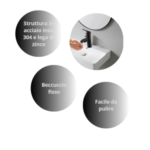 Rubinetto per Lavabo in Acciaio Inox 304 Nero, Miscelatore Monocomando per Bagno con Cartuccia in Ceramica e Design Aeratore - Product Image 6