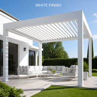 Pergola de jardin extérieure en aluminium thermolaqué motorisée à lames orientables, imperméable, bioclimatique, pour balcon et terrasse
