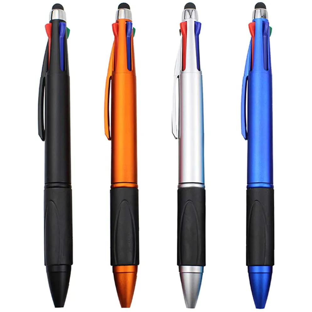 Bolígrafo personalizado de 4 colores en uno, multicolor, lápiz medio Stylus para iPad