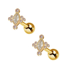 Piercings de estiramiento de oreja de circonita transparente, pendientes de cartílago - Product Image 4