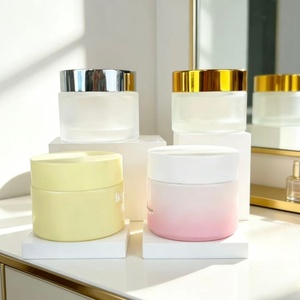Oferta Especial: Tarro de Vidrio para Crema Facial Amarillo con Serigrafía, 5g 10g 15g 20g 30g 50g 100g, Tarro de Vidrio Transparente o Esmerilado para Crema de Ojos con Tapa Dorada - Product Image 1