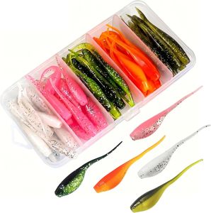 Set de 60/65 piezas de accesorios para pesca: señuelos blandos, gusanos, cabezas de jig y kit de aparejos en caja. - Product Image 1