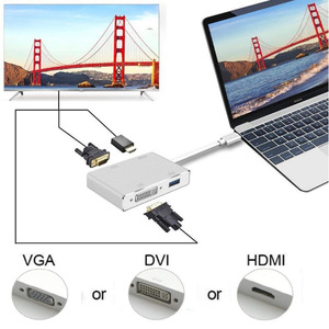 Hub USB-C 4 in 1 con Porte USB 3.1, VGA, <span class=keywords><strong>DVI</strong></span>, HDTV, Adattatore Docking Station in Lega di Alluminio per MacBook Pro (Disponibile) - Product Image 2