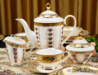 Service à thé en porcelaine avec os, style classique, européen, de luxe, haute qualité, théière, 17 pièces