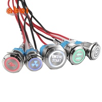 Interrupteurs à bouton-poussoir en métal LED éclairés personnalisés Abei avec logo, 16 mm, 19 mm, 22 mm, 12 volts, étanches, en acier inoxydable