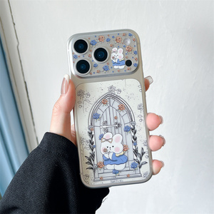 Linda funda de cristal para cámara de teléfono con diseño de leopardo y lazo para iPhone 17 16 Pro Max, láminas adhesivas de conejo y gato, funda de lente de dibujos animados de EPU - Product Image 6