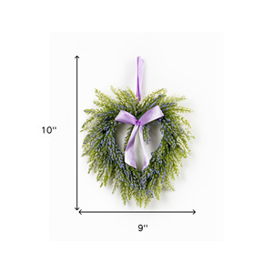 HMS Set di due 9 \ "corona artificiale di lavanda cuore viola e verde ghirlande Decorative e festoni - Product Image 4