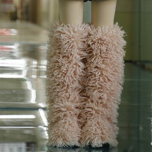 批发2024时尚时尚雪地靴皮草衬里女大腿高台仿皮草鞋跟靴 - Product Image 5