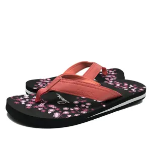 Style de mode sandales petits cercles fleur imprimé semelle douce multicolore option pantoufle femme tongs.