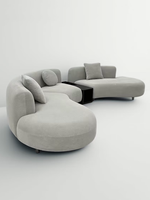 Canapé modulaire incurvé Moon, style bois antique crème, pour salon, design français créatif, en tissu, mobile, pour appartements grands et petits