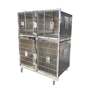 不锈钢狗笼 |   大型犬和宠物用重型兽医医院笼子 |   经典设计，带轮子，易于清洁 - Product Image 1