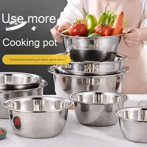 Tazón de condimento de sopa de acero inoxidable grueso Yolecen, tazón de mezcla para hornear con borde grande, contenedor de sabor no magnético para cocinar pasteles - Product Image 3