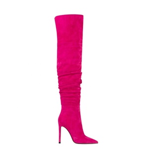 Wide Feet Size 45 Women Soft Flock Over Knee <b>Boots</b> High Thin Heels Side Zipper Long Booties Colors Custom Shoes - Product Image 4