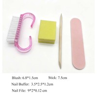 Kit de manucure et pédicure jetable 4-en-1 avec mini lime à ongles, polissoir, bâtonnet en bois et pince à cuticules – Outils professionnels pour les ongles