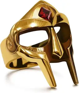 Cincin masker Mf Doom, perhiasan trendi 2024 emas perak Mf Doom
