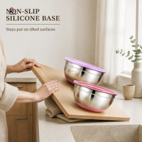 Bols en métal empilables pour la cuisine, design minimaliste écologique, colorés, avec fonds antidérapants, pour servir les aliments, cuisiner, en acier inoxydable