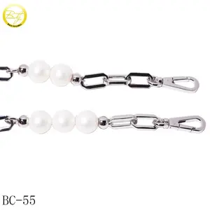 Fashion mini bags chain accessory with pearl decorative wallet replacement link chain straps for purse handle