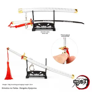 22CM Demon Slayer Kamado Tanjiro envainada <span class=keywords><strong>espada</strong></span> arma Zenitsu Agatsuma Metal llavero modelo figurita saltar <span class=keywords><strong>espada</strong></span> aleación artesanía - Product Image 2