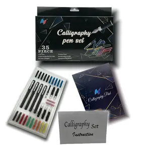US Art Supply 35-Piece Calligraphy Pen Writing Set - 4 Calligraphy Pens, 5  Size Styles of Pen Nibs, 22 Ink Cartridges, Instructional Handbook