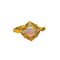 Bague en acier inoxydable plaqué or 18 carats, résistante à l'eau et inaltérable, motif fleur rose, de la marque Fanhua.