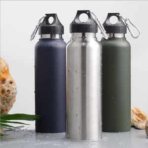Botella termal de agua deportiva de acero inoxidable de doble pared de 1000 ml con tapa de mosquetón con asa - Product Image 1