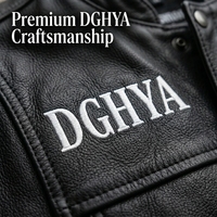 Blouson Bomber d'Hiver en Cuir Véritable DGHYA Personnalisé pour Homme, Style Urbain, Broderie Frontale, Veste Universitaire, Marque à Marque Blanche, Petite Taille