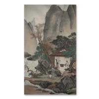 Peinture sur soie traditionnelle chinoise peinte à la main, paysage et figures, art mural oriental, reproduction haute résolution, traditionnelle