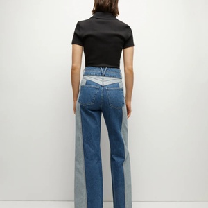 Pantalones Anchos de Diseño Personalizado para Mujer, 100% Mezclilla Japonesa de Dos Tonos, Cintura con Doble Botonadura, Pantalones Holgados - Product Image 4