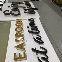 Lettres en métal 3D fabriquées en acier inoxydable SUS304 doré miroir, durables, non éclairées, étanches, pour la publicité et la décoration
