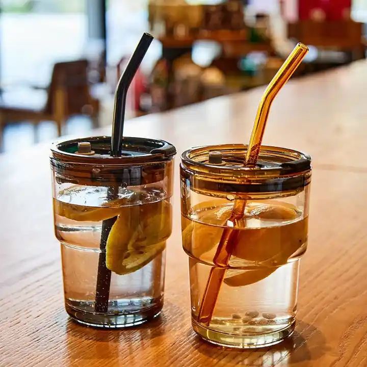 Iced Coffee Cup, Iced Coffee Cups With Lid and Straw, Glass Cups