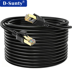 Câble LAN Cat8 pour extérieur, câble Ethernet SFTP, cuivre pur 28AWG, RJ45, noir et blanc, 1M 2M 3M 5M 10M 15M 20M 30M, câble réseau - Product Image 2