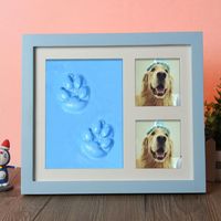 Oem Diy Pet Memorial Dog Clay Paw Prints Memorial Photo Frame Cat Footprint Picture Frame Keepsake