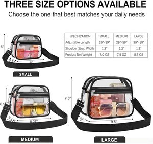 กระเป๋าโท้ทไนลอนใสแฟชั่นสำหรับกิจกรรมในสนามกีฬา แฟนกีฬา คอนเสิร์ต เทศกาล และวันแข่งขัน พร้อมสายสะพายปรับได้ - Product Image 2