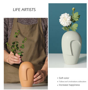 Nordic FACE <span class=keywords><strong>vaso</strong></span> Modern Home Decoration Table Decor alto statua arancione scultura ceramica porcellana testa fioriera <span class=keywords><strong>vaso</strong></span> per fiore - Product Image 4