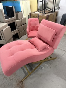 Table de massage et de soin du visage moderne de luxe en velours/PU, réglable et incurvée, avec éclairage pour cils - Product Image 2