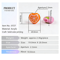 Hot Koop 19x20mm Effen Kleur Cartoon Fruit Acryl Hart Kralen DIY Telefoon Ketting Armband Ketting Oorbel Sieraden Maken RT0727