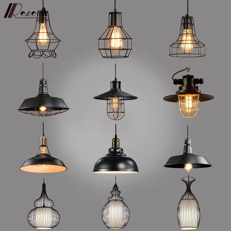 Lámpara de araña Retro Para restaurante, luces negras de diseño, iluminación colgante Industrial antigua