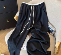 Pantalon léger en soie glacée à jambes larges, couleurs contrastées, coupe ample, amincissant, texturé, style Yamamoto