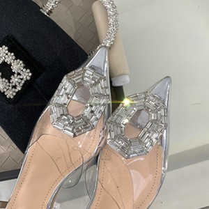 Chaussures à talons hauts pour femme, modèle 2023, en PVC, avec talon en cristal, bout fermé, strass, pour soirée et mariage, très tendance - Product Image 5