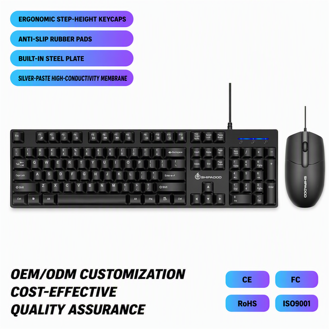 Ergonomic Wired 104-Key Keyboard High-Low Curved Keycaps Non-Slip Rubber Feet Built-in Steel Plate ABS Silver Conductive