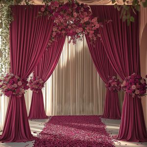 Cortinas de Fundo Vinho Borgonha 10x10ft 5x10ft Sem Rugas em Tecido Macio para Casamentos, Festas de Aniversário e Fotografia - Product Image 6