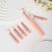 Mini Trousse de Voyage Transparente 6-en-1 – Ensemble de Pinceaux de Maquillage en Fibres Synthétiques avec Manche en Plastique pour Crayon à Sourcils et Mascara – Marque Privée
