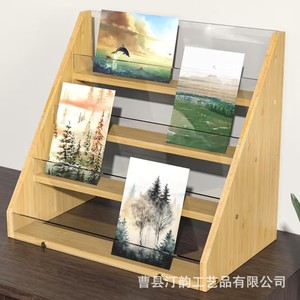 <b>Desktop</b> <b>shelf</b>, acrylic greeting card display rack, tiered postcard storage rack, wooden card storage rack - Product Image 4