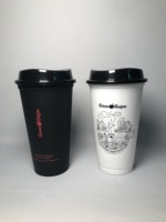 Gobelet à café réutilisable en plastique personnalisé, plusieurs tailles (8oz/12oz/16oz), simple ou double paroi, étanche, compatible lave-vaisselle, avec logo