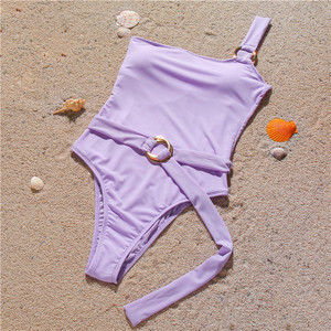 FYA1239 europeo de una sola pieza traje de baño de Color sólido Sexy <span class=keywords><strong>uno</strong></span>-hombro de la mujer bikinis y Bañadores - Product Image 6