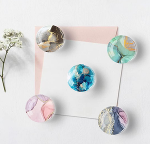 Patch magnétique souple pour réfrigérateur, motif marbre tendance, en verre, 12 pièces - Product Image 1