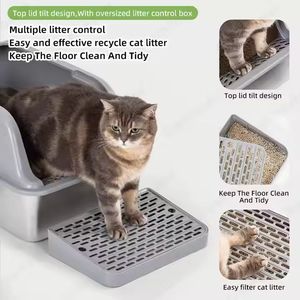 Hot Sale New Arrival Edelstahl Katzen toilette mit Deckel Extra große Wurf Faltbare Schachtel für Big Cats Katzen toilette - Product Image 5